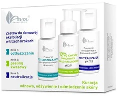Ava Laboratorium Profesionalus namų terapijos rinkinys trijų žingsnių šveitimui namuose su vaisių rūgštimis
