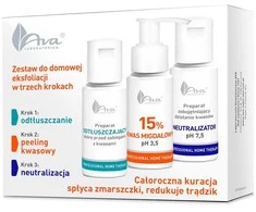 Ava Laboratorium Profesionalus namų terapijos rinkinys trijų žingsnių šveitimui namuose su migdolų rūgštimi