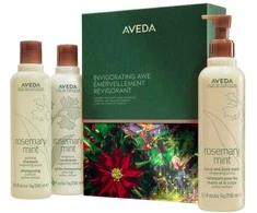 Aveda „Invigorating Awe“ rinkinys: plaukų šampūnas 250 ml + plaukų kondicionierius 250 ml + kūno ir rankų prausimosi gelis 250 ml