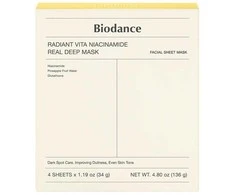Biodance Radiant Vita Niacinamide Real Deep Mask lakštinė veido kaukė, 4 vnt.