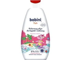 Bobini Linksmas spalvingas skystis maudynėms ir pramogoms Rožinis vanduo 500ml