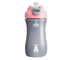 CHICCO 00006920100000 Vandens butelis su minkštu snapeliu 350 ml 2Y+ GIRL