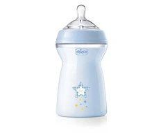 Chicco Naturalfeeling Mėlyna Baby Bottle Fast Flow buteliukas kūdikiams 330ml 6m