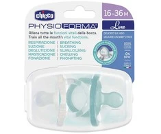Chicco PhysioForma Luxe raminantis silikoninis čiulptukas 16-36m Mėlyna 2 vnt.