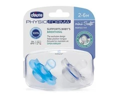 "Chicco PhysioForma Mini Soft Mėlyna" minkštas mėlynas silikoninis čiulptukas 2-6 mėn. 2 vnt