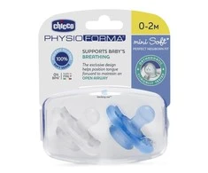 Chicco PhysioForma Mini Soft Mėlyna Silikoninis čiulptukas 0-2 mėnesių 2 vienetai