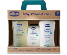 Chicco Baby Moments komlektas vonios skystis 200ml + kūno losjonas 200ml + tualetinis vanduo 100ml