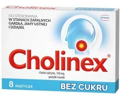 Cholinex Becukriai pastiliai, skirti vartoti esant gerklės, burnos ir dantenų uždegimui, 8 vnt.