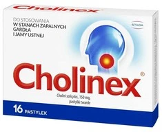 Stada Cholinex Pastilės, skirtos gerklės ir burnos uždegimui gydyti, 16 vnt.