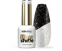 Clavier Nailsology Moon Shine blizgučių hibridinis viršutinis sluoksnis, sidabrinis, 8ml