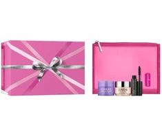 Clinique Eye Favorites rinkinys: akių kremas 15 ml + valomasis balzamas 15 ml + blakstienų tušas 3,5 ml + kosmetikos krepšelis