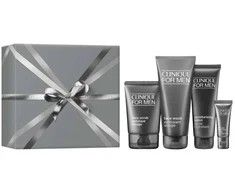 Clinique CLINIQUE_SET_ Great Skin for Him komplektas żel do mycia twarzy 200ml + peeling do twarzy 100ml + przeciwstarzeniowy krem pod oczy 15ml + emulsija nawilżająca do twarzy 100ml
