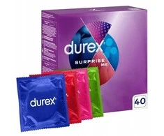 Durex Surprise Me prezervatyvų mišiniai 40 vnt tyrinėjimo malonumui