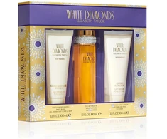 Elizabeth Taylor Baltas Diamonds rinkinys: tualetinis vanduo purškiklis 100 ml + kūno balzamas 100 ml + dušo želė 100 ml