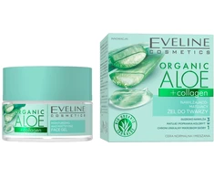 „Eveline Cosmetics“ drėkinamasis ir matinį atkuriamasis veido gelis su organiniu alaviju ir kolagenu, 50 ml