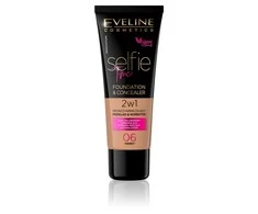 Eveline Cosmetics Eveline Selfie Time 2in1 makiažo pagrindas &amp; Maskuoklis 06 Medus, 30 ml