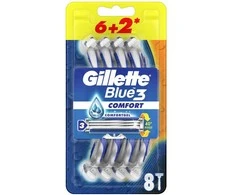 Blue3 Vienkartiniai skustuvai Gillette Mėlynas 3, 6 vnt.+ 2 vnt.