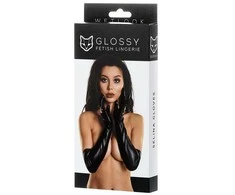 Soft Line Collection Glossy Selina blizgios alkūnės pirštinės juodos L