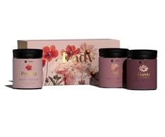 Hiskin Lady Flowers komlektas vonios druska 200ml + kūno šveitiklis 200ml + kūno sviestas 200ml