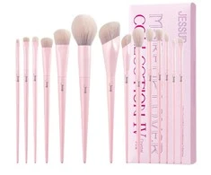 Jessup Crystal Rožinė Makeup Brushes komplektas pędzli do makijażu T495 14szt.
