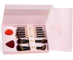 Jessup Peach Dust Perfection Beauty Kit, dvipusių makiažo šepetėlių rinkinys, 7 vnt. + makiažo kempinėlės 2 vnt. T506