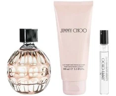 Jimmy Choo rinkinys: 100ml EDP purškiklis + 100ml kūno losjonas + 7,5ml EDP