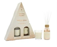 Hiskin La Casa de los Aromas Glowing Elegance obuolių ir cinamono kvapiųjų lazdelių rinkinys 95ml + obuolių ir cinamono kvapioji žvakė 120g