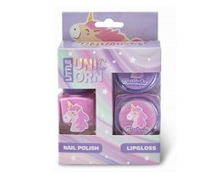 Aquarius MARTINELIA Little Unicorn kosmetikos rinkinys vaikams, 1 nagų lakas, 2 lūpų blizgis (violėtinis)