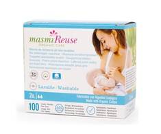 Masmi Reuse Organic Care daugkartinio naudojimo krūtų įklotai iš ekologiškos medvilnės 2 vnt