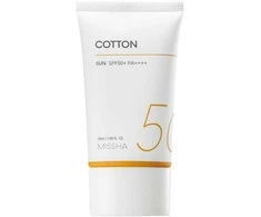 Missha All Around Safe Block Cotton Sun SPF 50+ matinį efektą suteikiantis veido kremas nuo saulės, 50 ml
