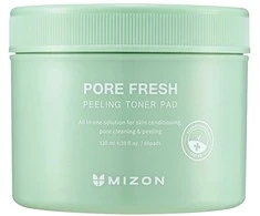 Šveičiamieji padeliai veido odos valymui Mizon Pore Fresh Peeling Toneris Pad Calming, ramina odą, skirti mišriai, riebiai odai, 60 padelių