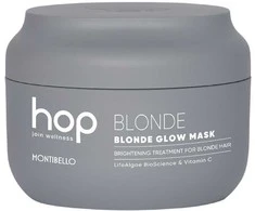 MONTIBELLO Hop Skirtas šviesiems plaukams Glow Mask šviesinamoji kaukė balintiems ir šviesiems plaukams, 200 ml