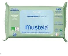 Mustela Baby Compostable Cleaning Wipes With Fragrance drėgnos valomosios servetėlės vaikams, 60 vnt.