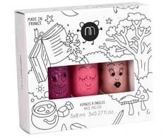 NAILMATIC_SET Kids Magic Forest komplektas lakierów do paznokci Sheepy 8ml + Peachy 8ml + Kitty 8ml