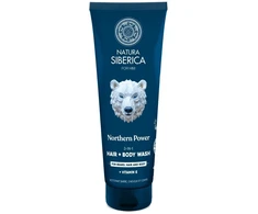 EUROBIOLAB Natura Siberica For Real Men 3 viename šampūnas vyrams plaukams, barzdai ir kūnui, 200 ml