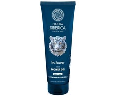 EUROBIOLAB Natura Siberica „For Real Men“ 2 viename dušo želė kūnui ir plaukams „Icy Energy“ 200 ml