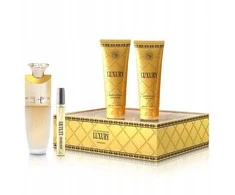 New Brand Prabangus rinkinys moterims: 100 ml kvapusis vanduo + 130 ml kūno losjonas + 130 ml dušo želė + 15 ml kvapusis vanduo