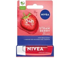 Nivea 24H Moisture lūpų dažai su braškių blizgesiu, 4,8 g