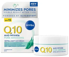 Nivea Q10 Przeciwzmarszczkowy ekstra lekki krem wygładzający do skóry mieszanej na dzień SPF 15 50ml