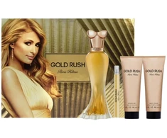 Paris Hilton Gold Rush rinkinys: kvapusis vanduo purškiklis 100 ml + kvapusis vanduo purškiklis 10 ml + kūno balzamas 90 ml + dušo gelis 90 ml