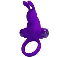 BoT Pretty Love I Rabbit Vibrating Silicone Partner Ring, Dark Violetinė