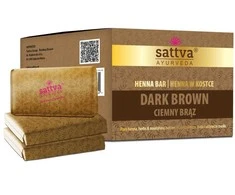 Augaliniai tamsiai rudi plaukų dažų kubeliai Henna Bar, Sattva Ayurveda, 3x80g