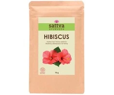 Kinrožių milteliai plaukams Hibiscus, Sattva Ayurveda, 70g
