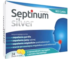Septinum Sidabrinis pastylki do siurbimas na ból gardła 24szt