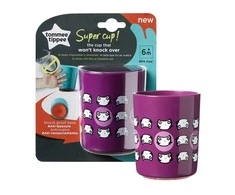 Tommee Tippee TT 44720111 SUPER CUP 190 ml 6+ violetinė SPECIALUS PASIŪLYMAS 1 + 1 puodelis 300 ml nemokamai