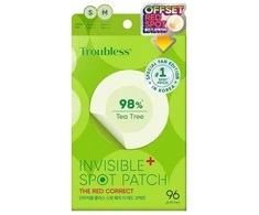 Isntree Troubless „Invisible Plus Spot Patch“ – „The Raudona Correct“ pleistrai nuo netobulumų, mažinantys paraudimą, 96 vnt.