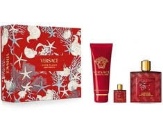 Rinkinys vyrams Versace Eros Flame (EDP, 100 ml + EDP, 5 ml + dušo želė, 150 ml)