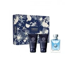 Versace rinkinys: Pour Homme tualetinis vanduo vyrams, 50 ml + Pour Homme balzamas po skutimosi, 50 ml + Pour Homme plaukų ir kūno losjonas visų tipų odai, 50 ml