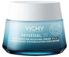 Vichy Mineral 89 100H Moisture Boosting Kreminis - Rich drėkinantis veido kremas sausai ir normaliai odai, 50 ml