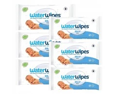WATER WIPES WATERWIPES DRĖGNOS SERVETĖLĖS 6 PAKUOTĖS PO 60 VNT. BIODEGRADABLE